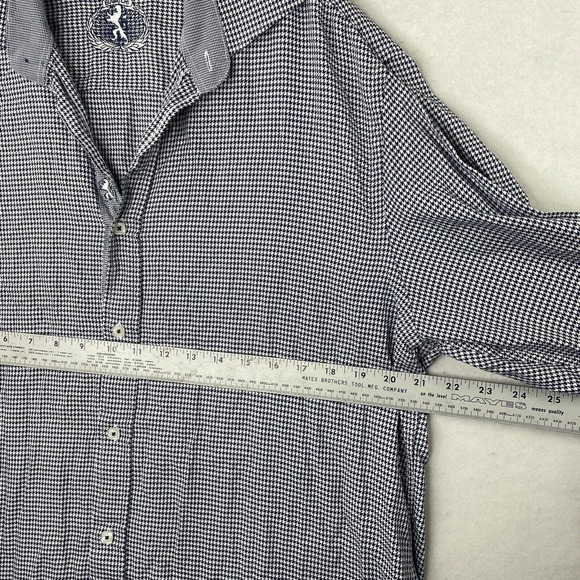 Bugatchi Mens Button Up Dress Shirt Size XL Shaped Fit Houndstooth Plaid - Picture 3 of 16